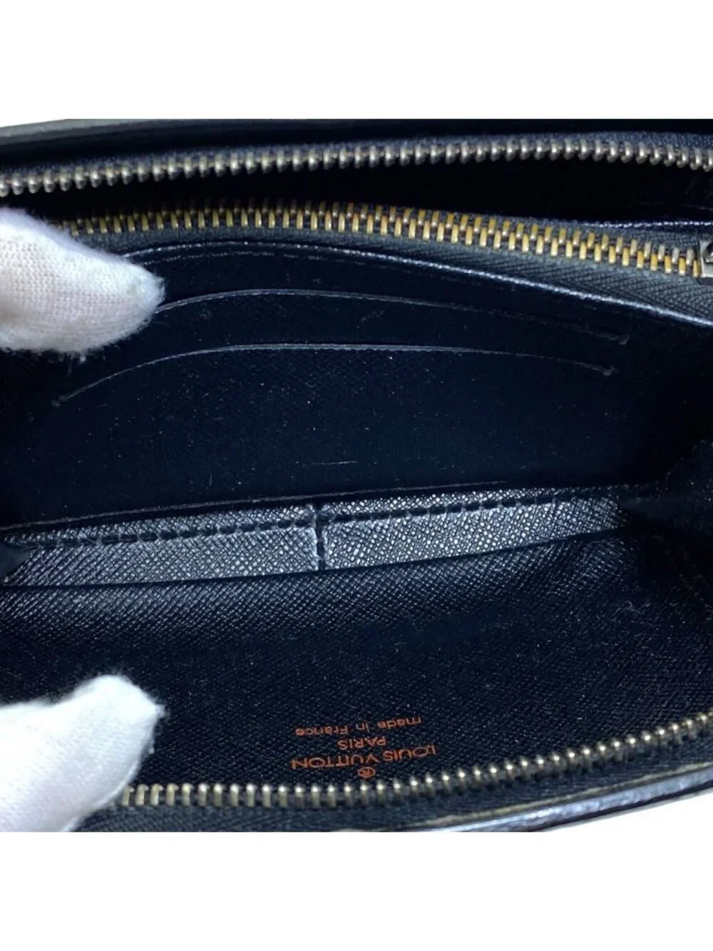 Louis Vuitton Portefeuille Epi Coin Case Wallet Pouch Zip Around Leather Black